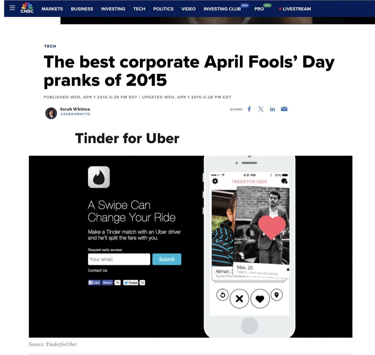 Tinder and Uber side project visual